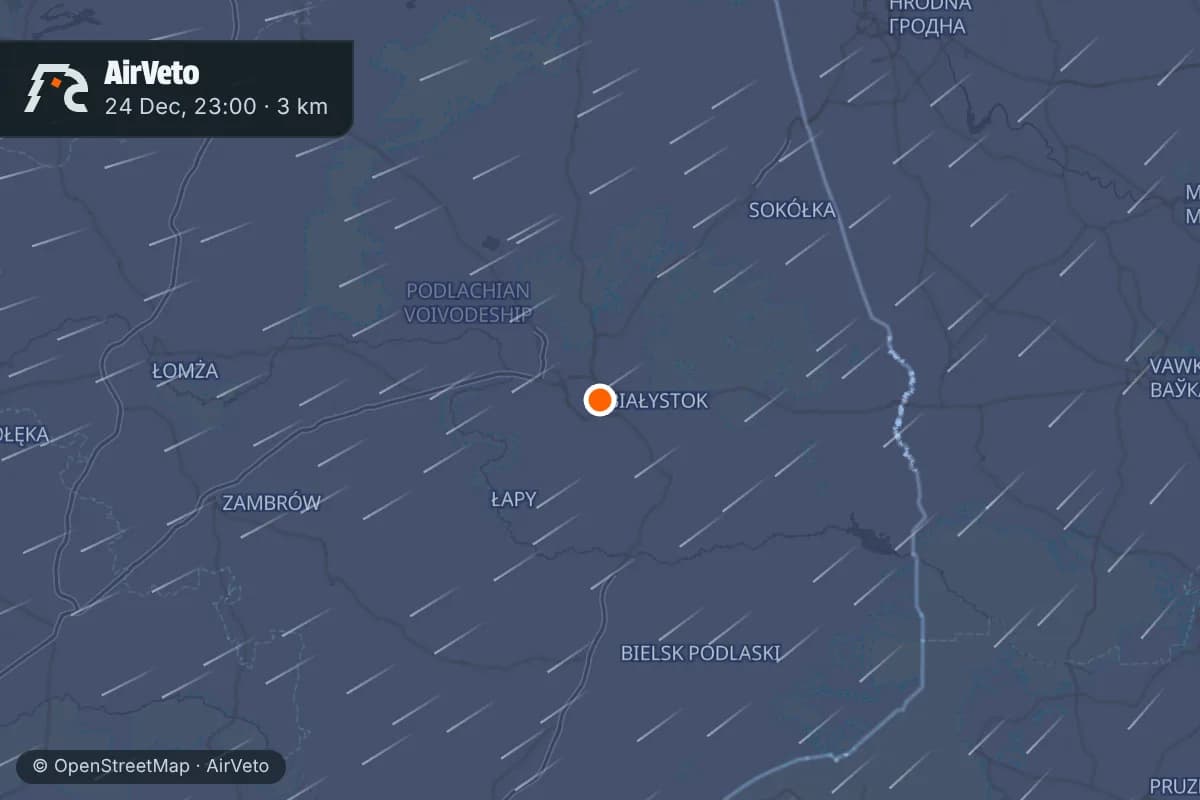 Wind at the time of: Smuggling balloons land across Białystok and Podlaskie, Poland