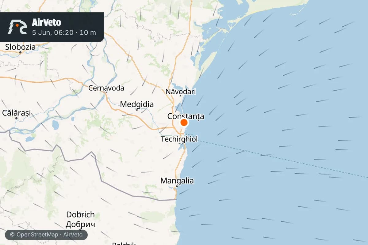 Wind at the time of: Sea drone explodes at Constanta port, June 5, 2026