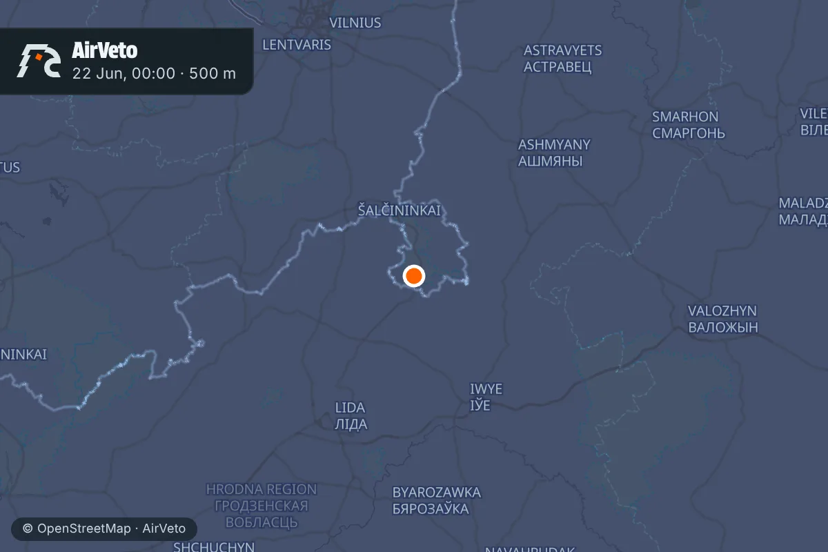 Wind at the time of: Dieveniškės Loop, 22 Jun 2026 - 3-meter fixed-wing from Belarus