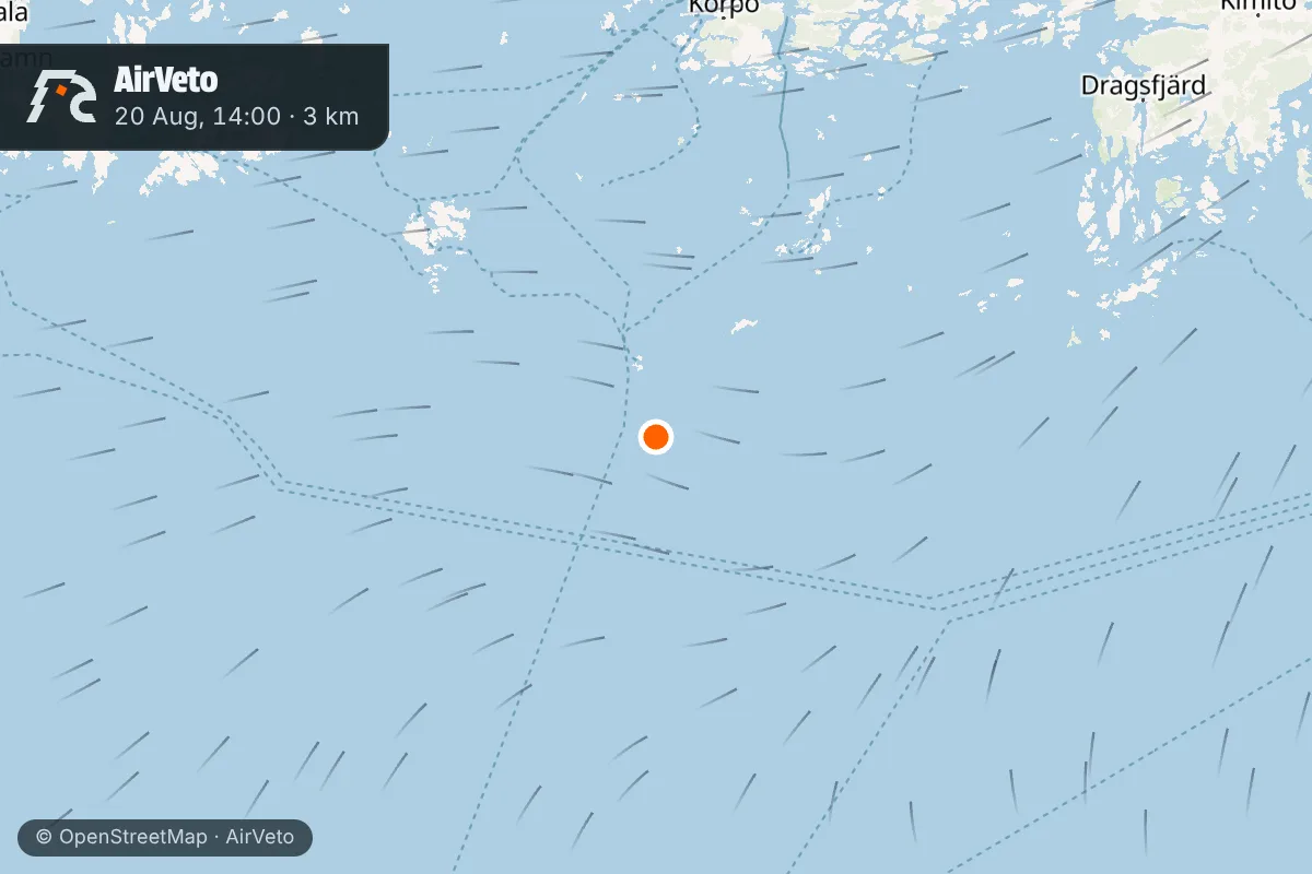 Wind at the time of: Russian Il-20 crosses into Finnish airspace, 20 Aug 2026