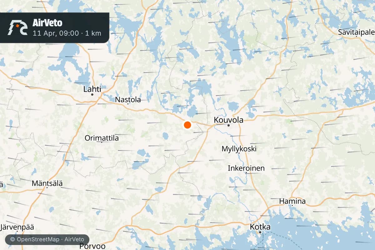 Wind at the time of: Ukrainian drone warhead detonates near Iitti, Finland