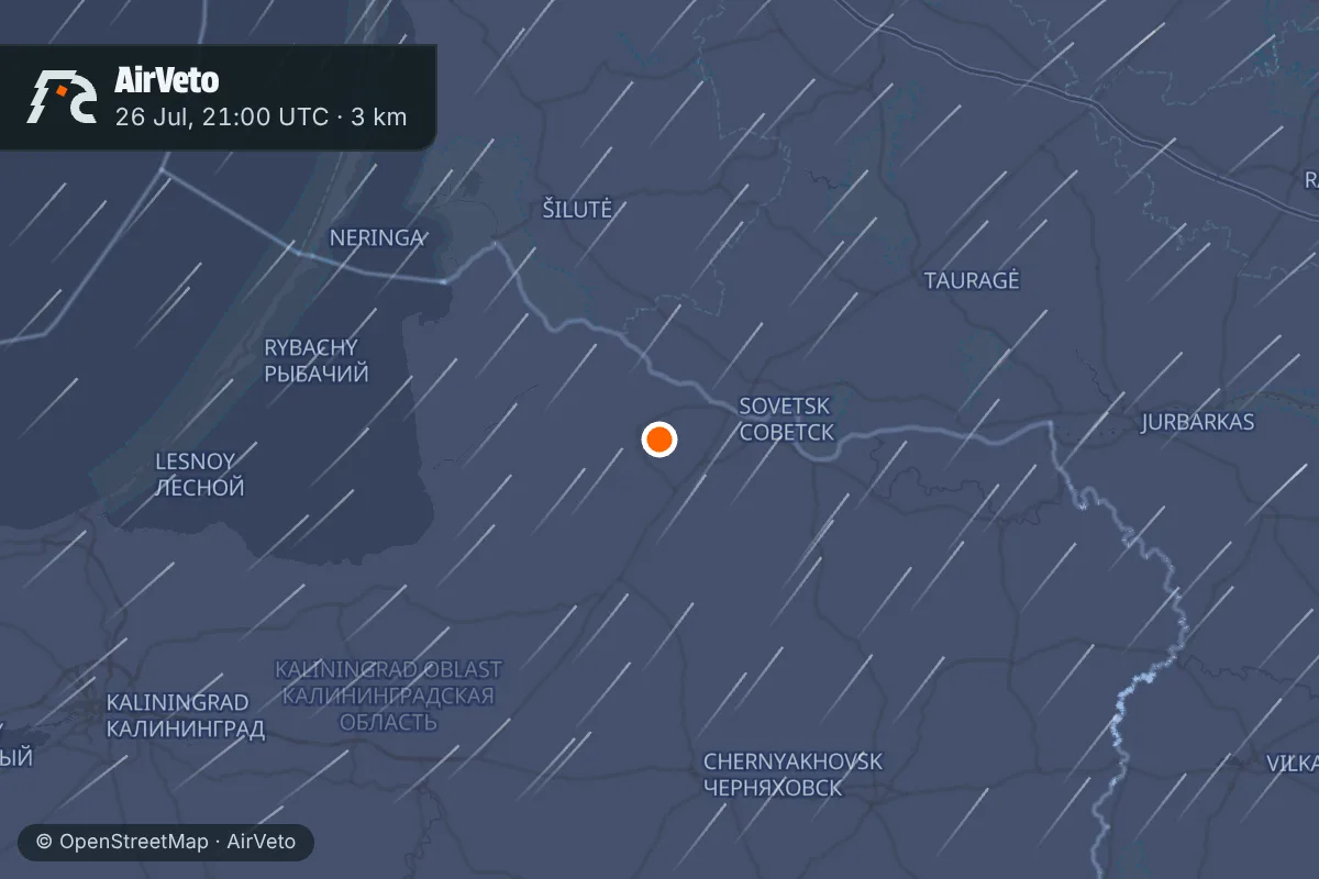 Wind at the time of: Kaliningrad cigarette balloons, 27 Jul 2026