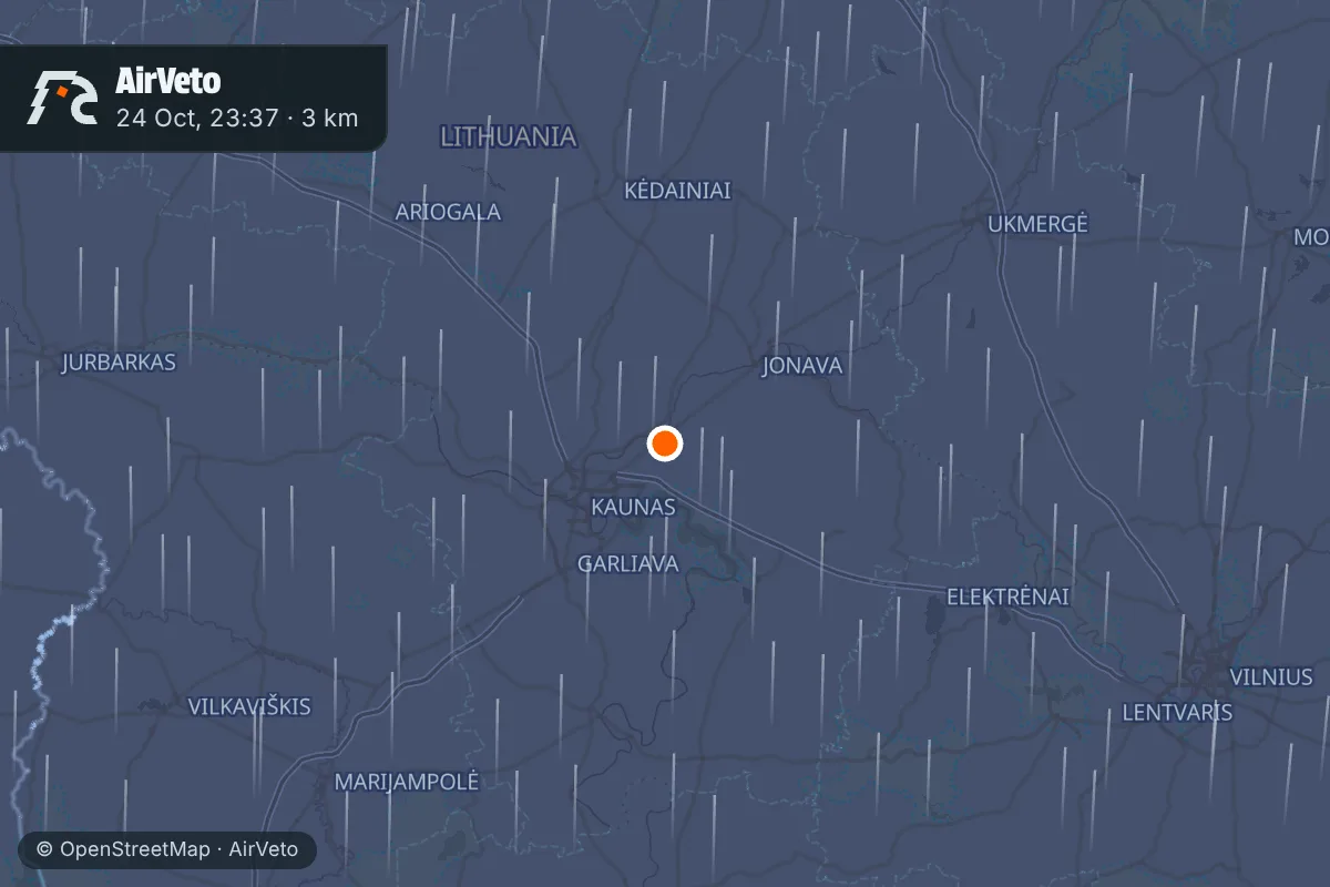 Wind at the time of: Kaunas airport balloon closure, Oct 24 - 2 flights diverted