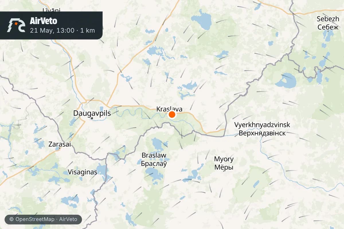 Wind at the time of: Two drone signatures vanish over Krāslava and Rēzekne, Latvia