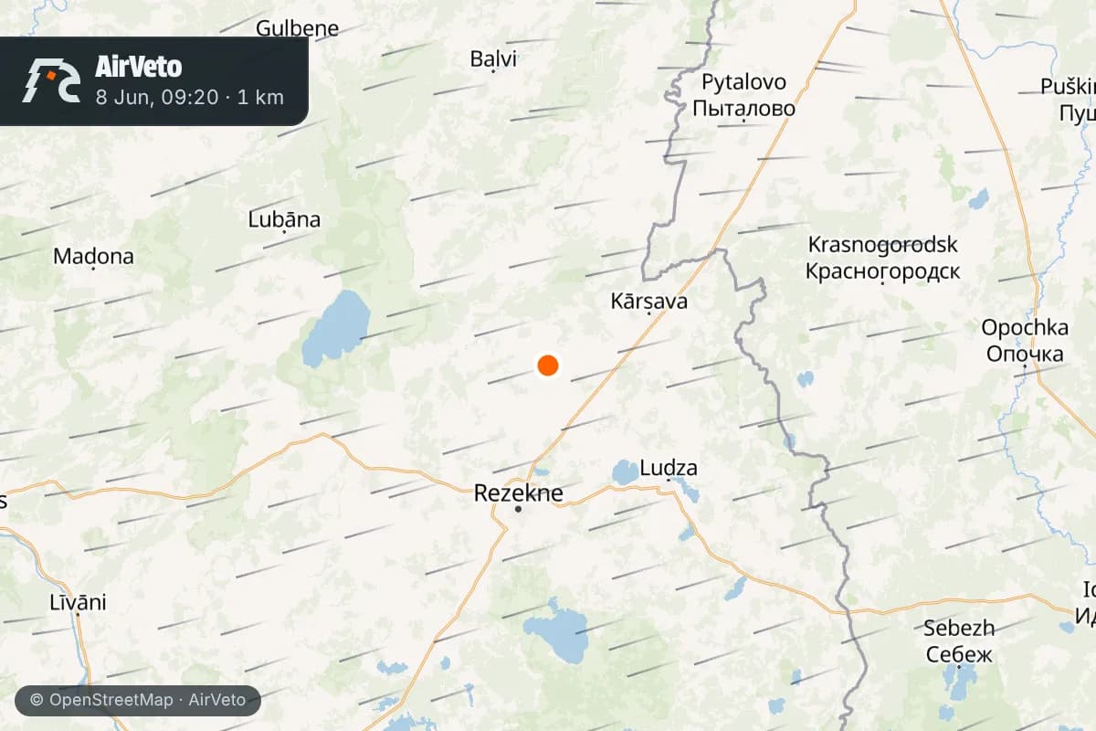 Wind at the time of: French jets shoot down drone over Nautrēni, Latvia's first