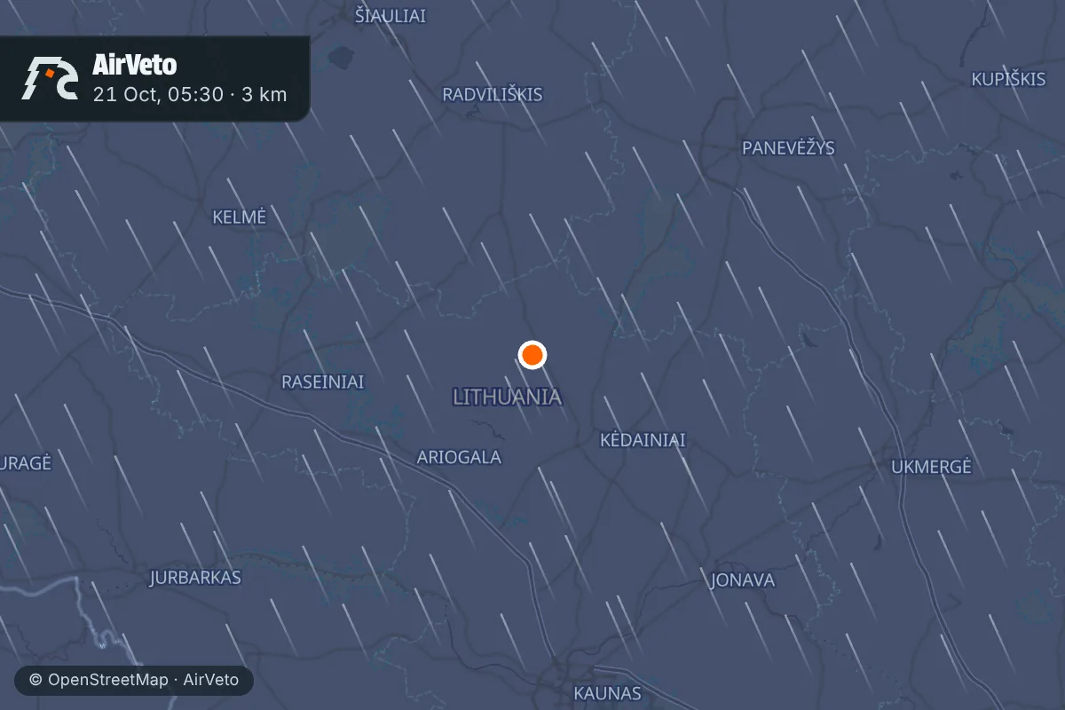 Wind at the time of: Padotnuvys and Šakniai balloons, Oct 21 - two hit power lines