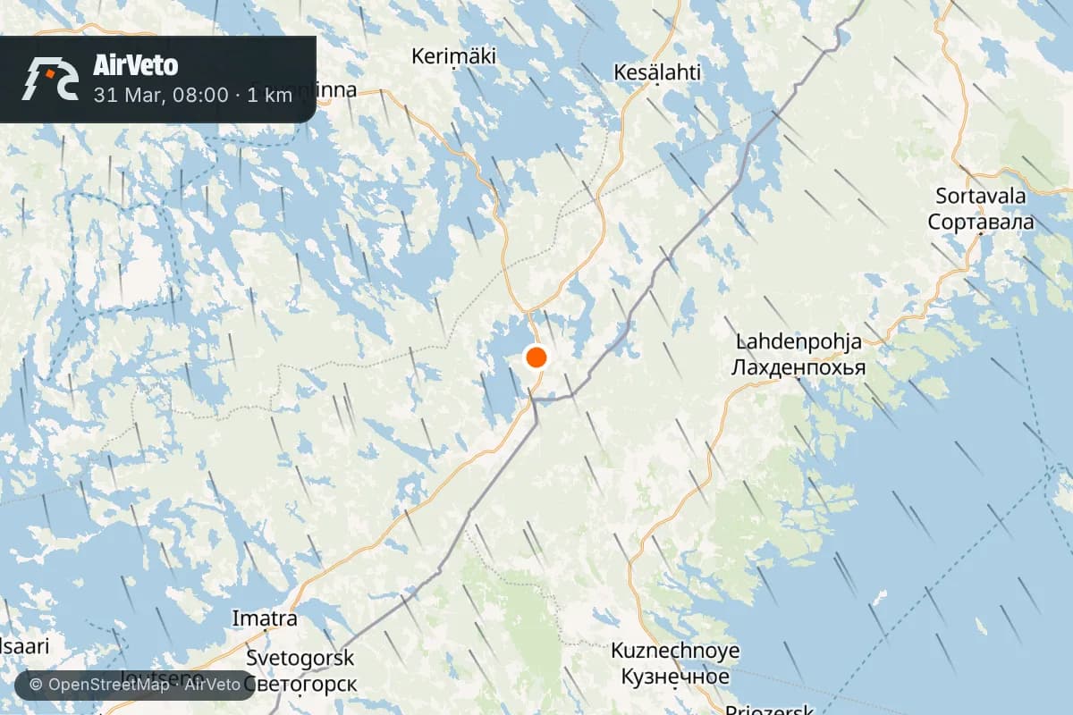 Wind at the time of: Ukrainian Chaika crashes into Finnish lake near Russia