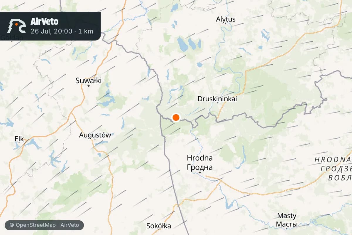 Wind at the time of: Pertakas tunnel, July 26, 2026 - intercepted before exit reached