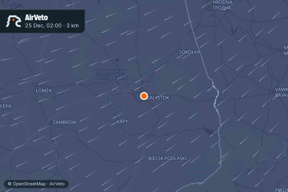 Wind at the time of: Russian IL-20M shadows balloon drop over Podlaskie, Poland