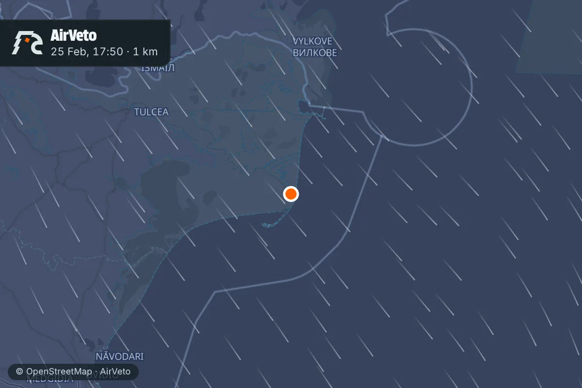 Wind at the time of: Drone enters Romanian airspace near Sfântu Gheorghe, Tulcea