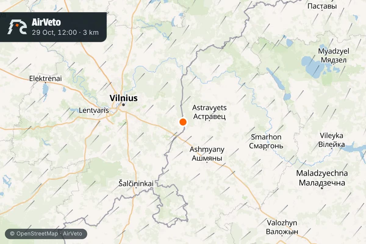 Wind at the time of: Šumskas balloon, Oct 30 - 3,000 packs of cigarettes