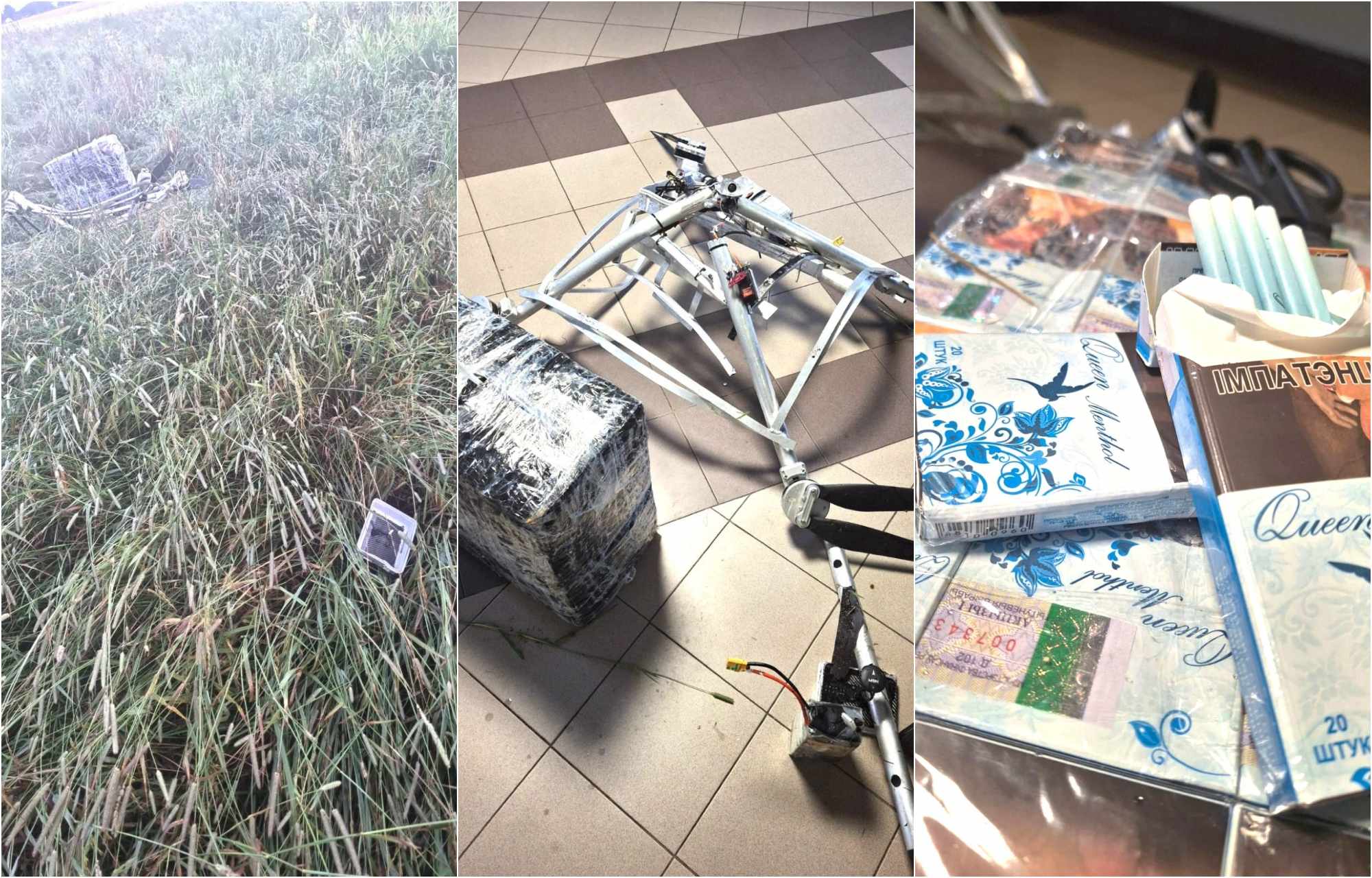 VSAT border guards with seized contraband drone cargo, Prūdelis, 9 July 2026